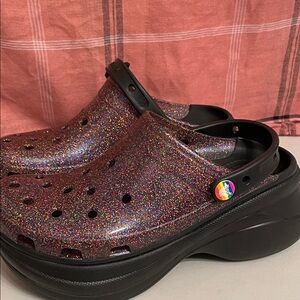 CROCS Glitter Black Clogs size 8